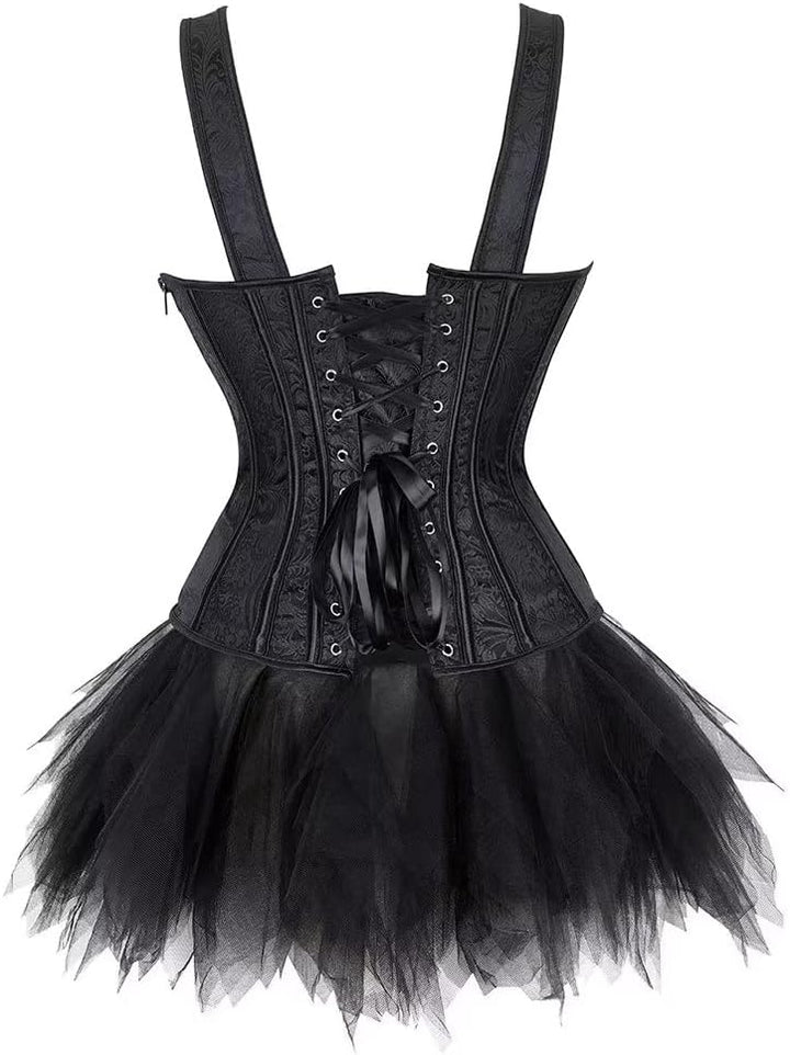 Korsett Sexy Kleider Rock Damen Dress Korsagenkleid Corsage Vollbrust Bustier Strapshalter Reissvers