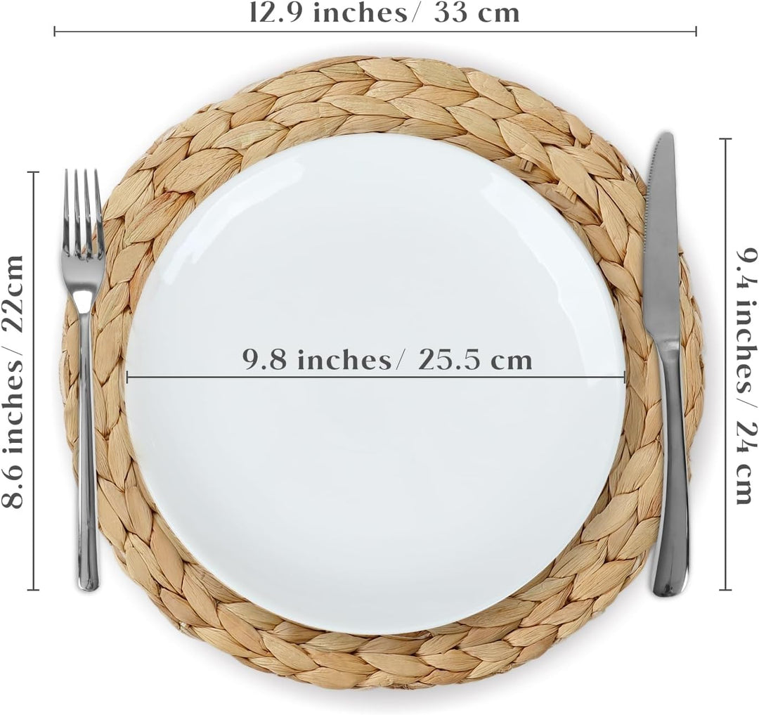 YANGQIHOME Platzset aus Wasserhyazinthe, rundes Tischset, handgemachte runde Platzdeckchen, Tellerun