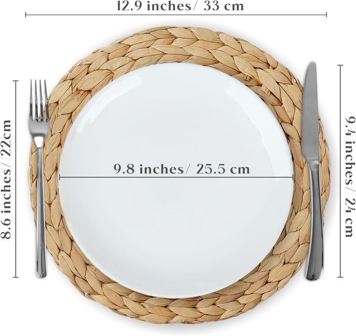 YANGQIHOME Platzset aus Wasserhyazinthe, rundes Tischset, handgemachte runde Platzdeckchen, Tellerun