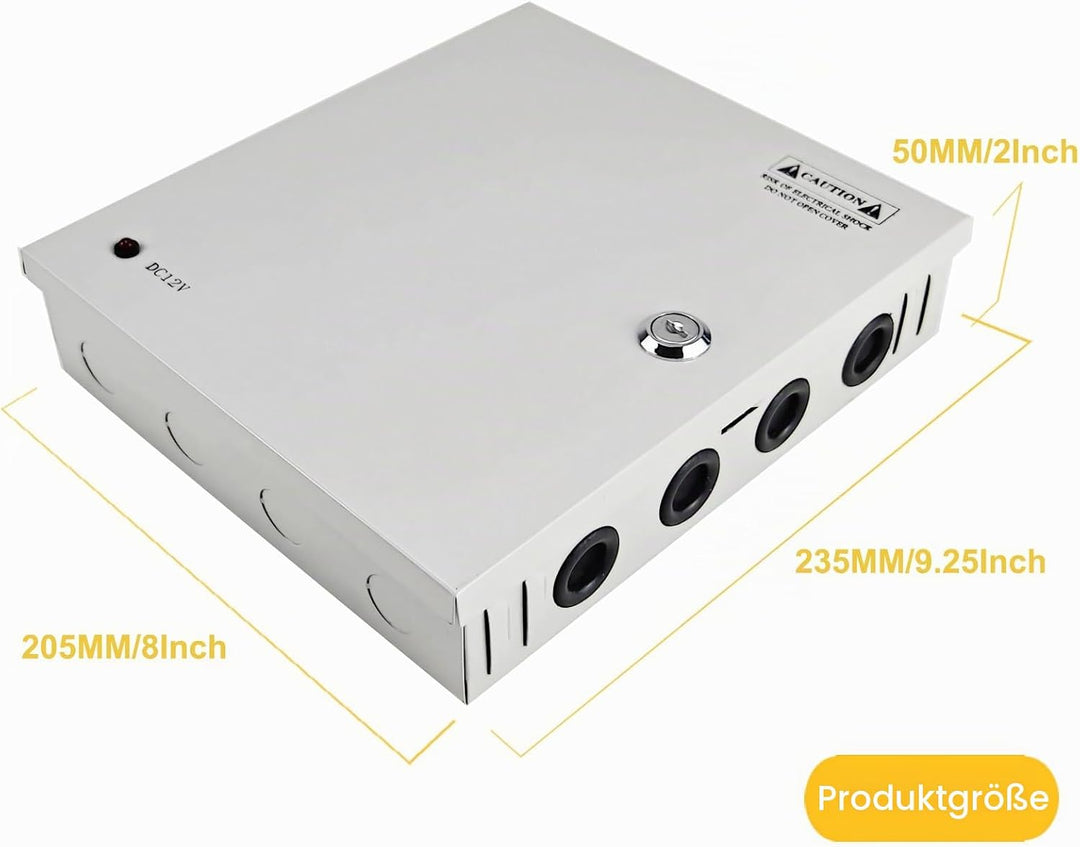 9 Kanal Netzteil Kasten 12V 5A 60W Netzteil für CCTV Kamera Videoüberwachung Leistungsnetzteil 12V 5