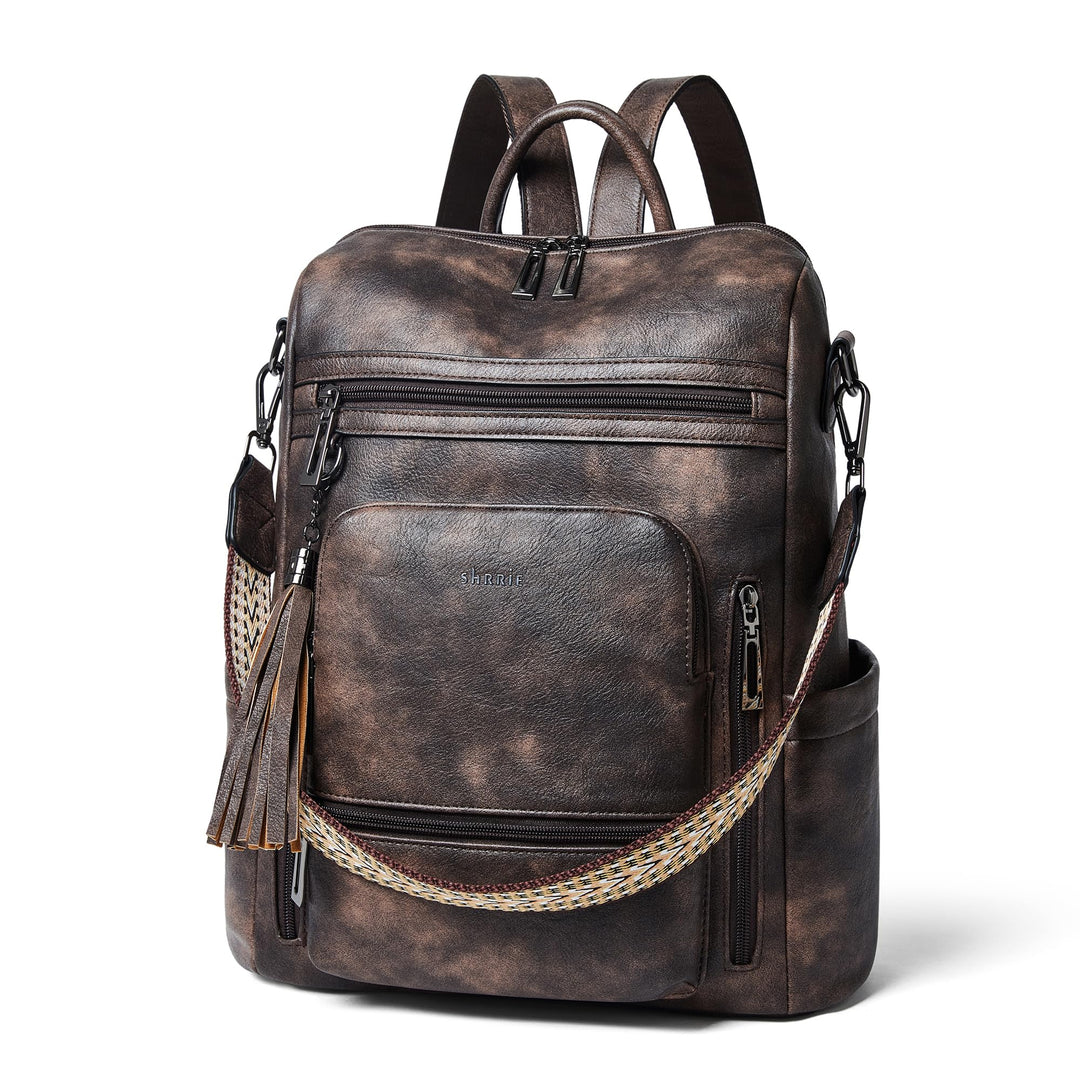 Shrrie rucksack damen elegant geeignet für 15,6Zoll-Notebooks Langlebig wasserdicht Damen aus Leder
