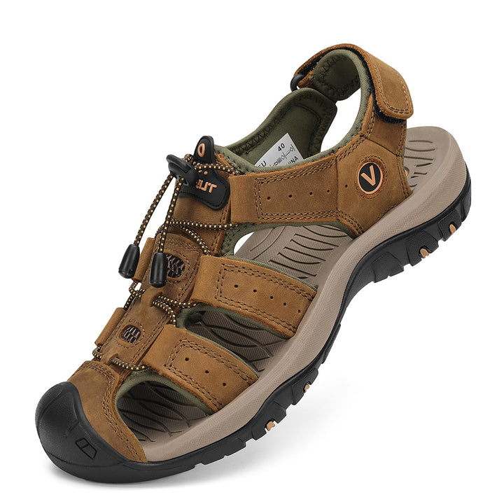 FLARUT Sandalen Herren Outdoorsandalen Sommer Wanderschuhe Trekkingsandalen Leder Strand Wandersanda