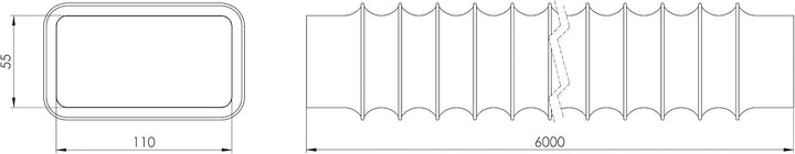 Steinberg14 Weiss 110x55mm / Länge 6 Meter Abluftschlauch PVC Flexibel Schlauch für Klimaanlagen - D