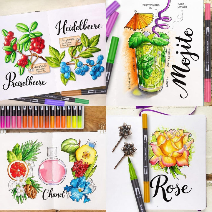 Bonala Brush Pen Set, 132 Doppelspitze Pinselstifte Filzstifte für Erwachsene für Kalligraphie Malen