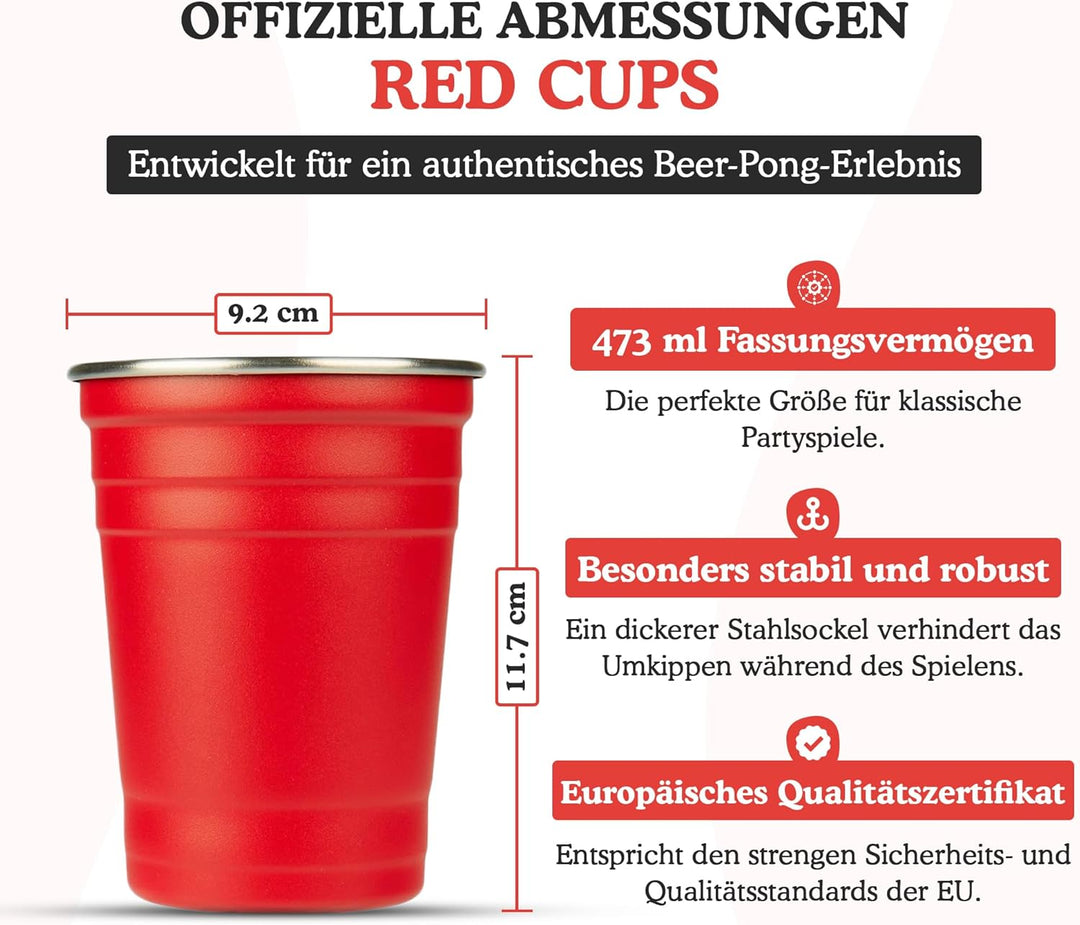 GetBuckets® Bierpong Becher Set (12 STK.) | Edelstahl Spülmaschinenfest Wiederverwendbar Stabil | Or