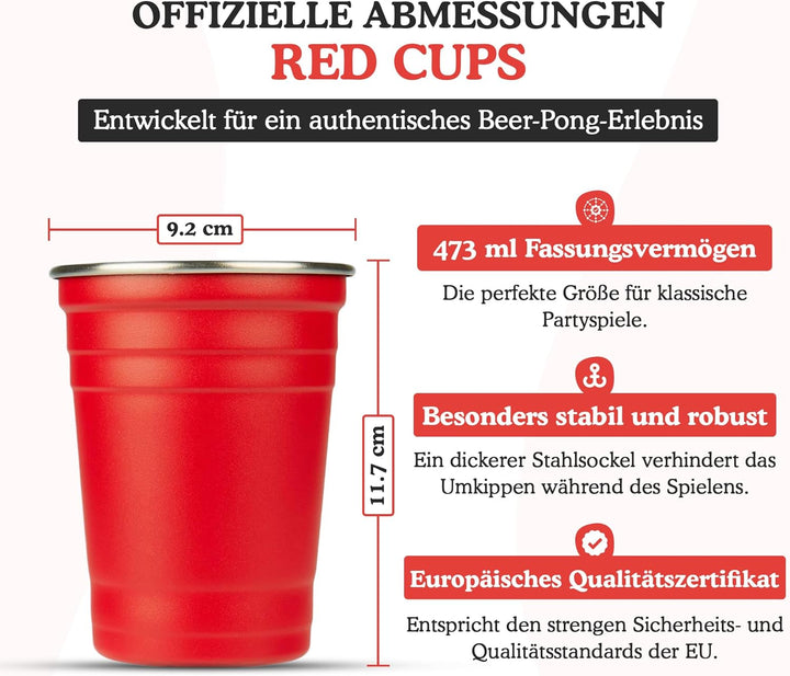 GetBuckets® Bierpong Becher Set (12 STK.) | Edelstahl Spülmaschinenfest Wiederverwendbar Stabil | Or