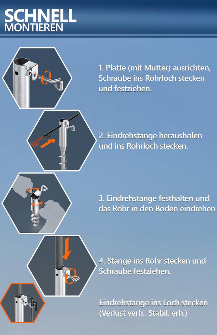 4smile Sonnenschirm Strand Ø 200 cm mit Eindrehbodenhülse, Türkis | Strandschirm windfest stabil mit