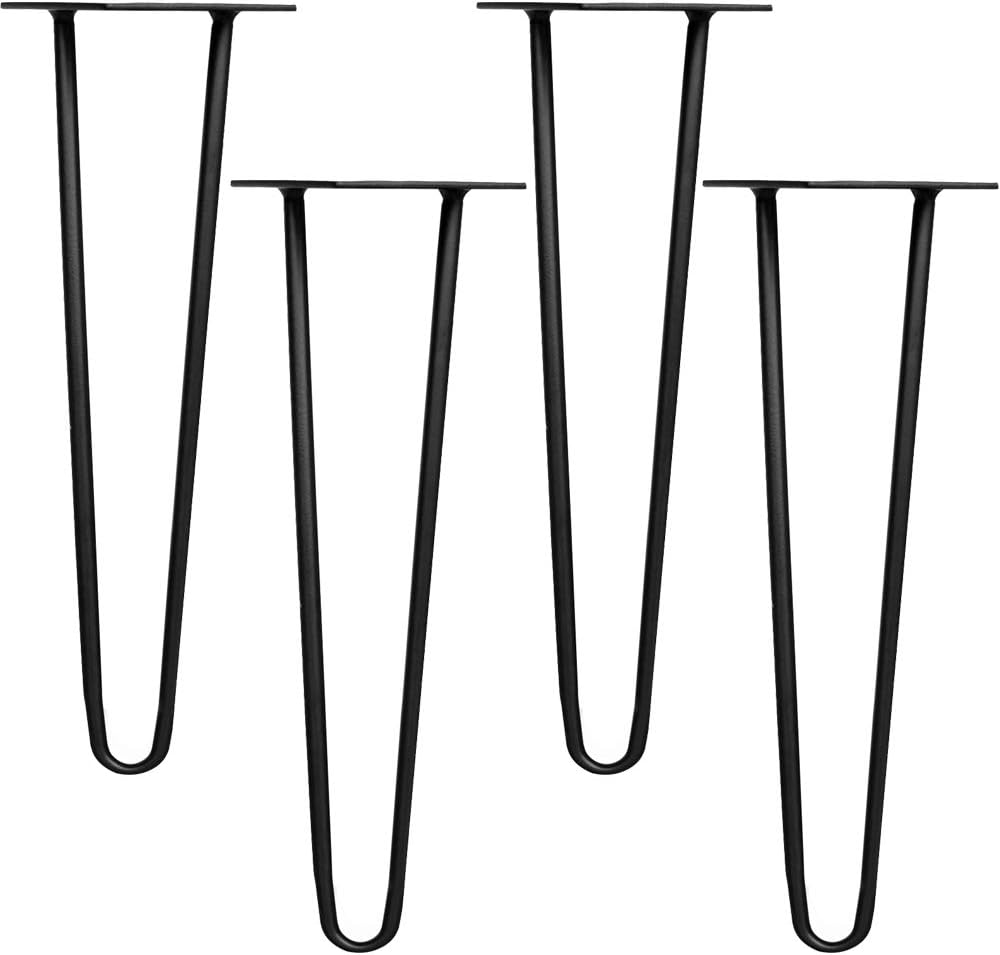 Melko 4 Stück Hairpin Legs Haarnadel Tischbeine aus 12 mm Stahl Tischfuss inkl. Bodenschoner | Höhe
