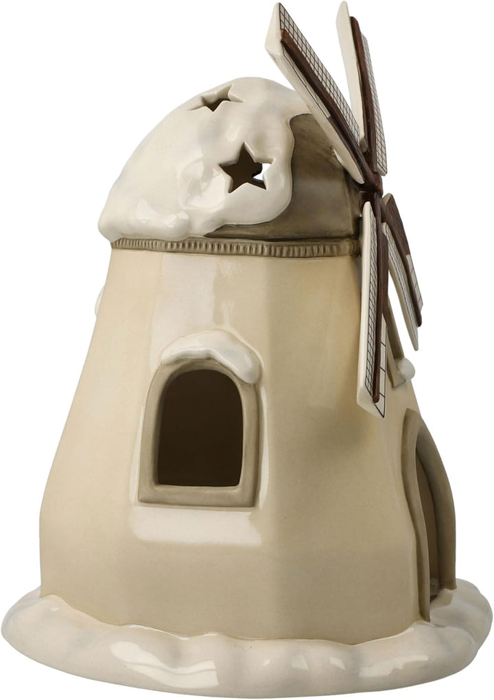Goebel Figur Verschneite Windmühle Winterwald, aus Steingut gefertigt, Höhe 23cm, 66-703-81-1