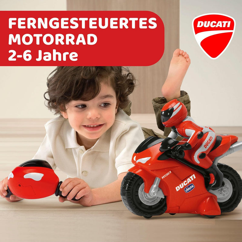 Chicco Ducati 1198 RC Motorrad mit Intuitiver Funkfernsteuerung, Ferngesteuertes Motorrad mit Hupe u