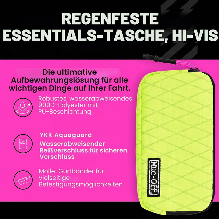 Muc-Off Essentials Wasserfeste Tasche – Robustes Neon 900D Polyester - Wasserabweisende Fahrradtasch