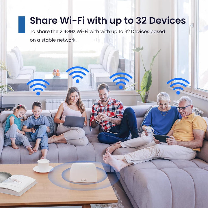 Tenda 4G03 4G LTE Router, WLAN Router für SIM-Karten (CAT4, 150Mbit/s im Download, 300Mbit/s 2,4GHz)
