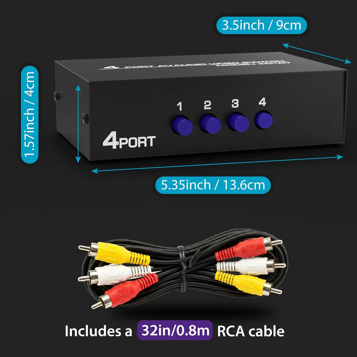 Fosmon - RCA Switcher Hub 3-Wege Audio/Video - Selector/Splitter für Microsoft Xbox 360, PlayStation