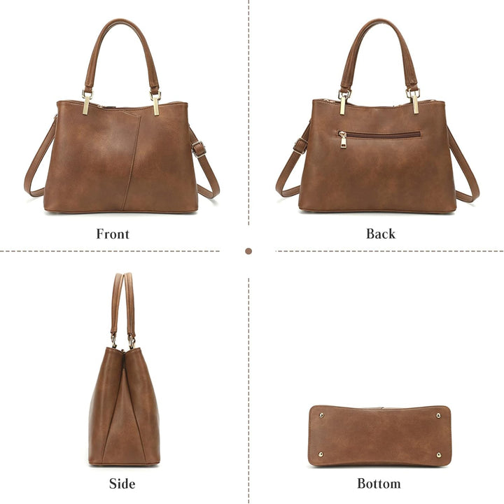 FANDARE Mode Damen-Henkeltaschen Wasserdicht Handtasche Umhängetaschen Schultertaschen PU-Leder V-fö