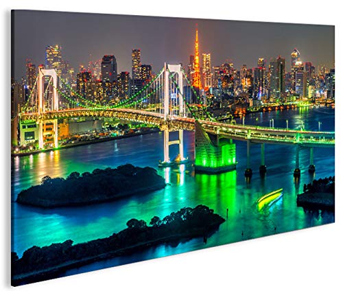islandburner Bild Bilder auf Leinwand Tokyo V2 Japan Skyline 1p XXL Poster Leinwandbild Wandbild Dek