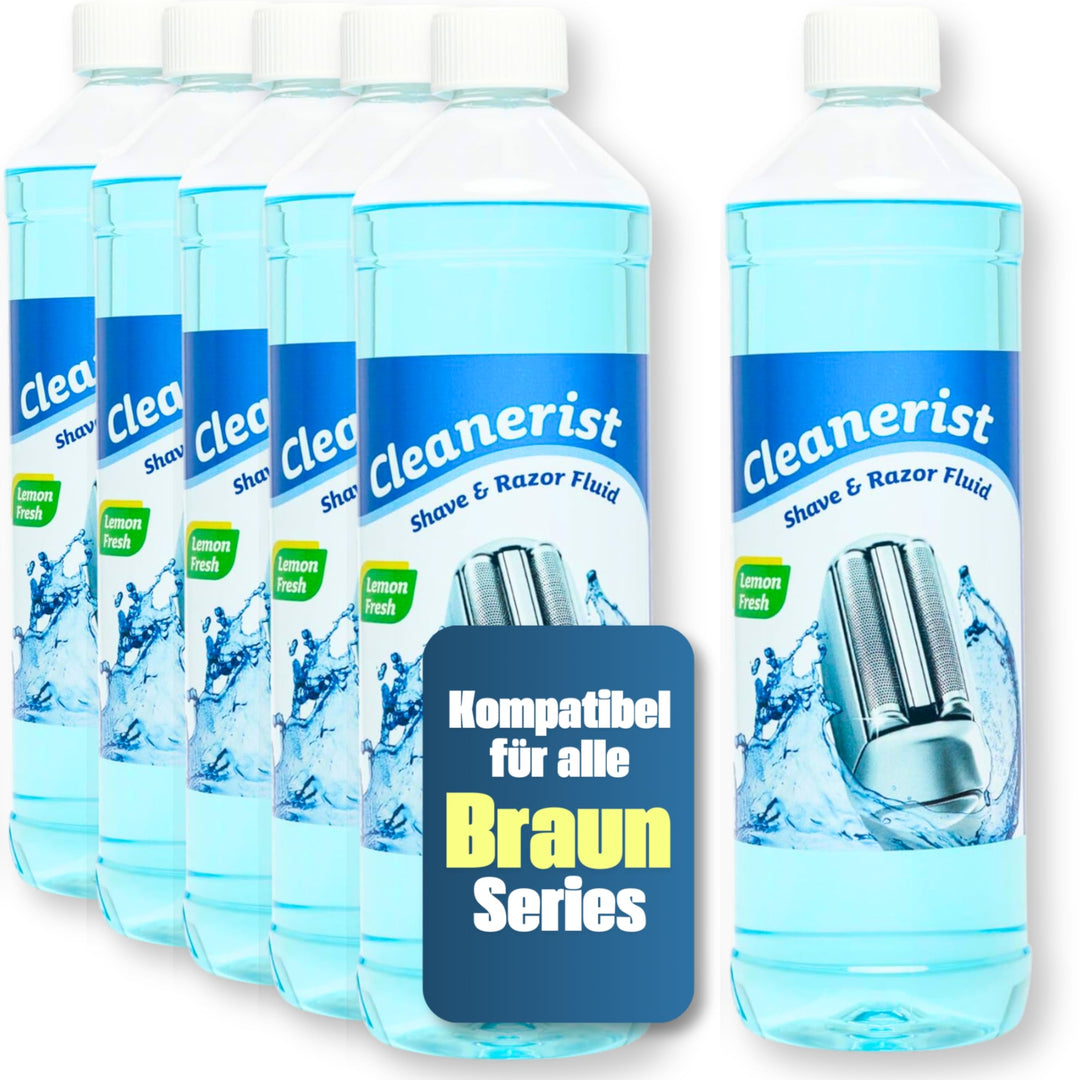 6x1 Liter Cleanerist Scherkopfreiniger zum Nachfüllen geeignet für die Rasierer von Braun Clean &amp; Re