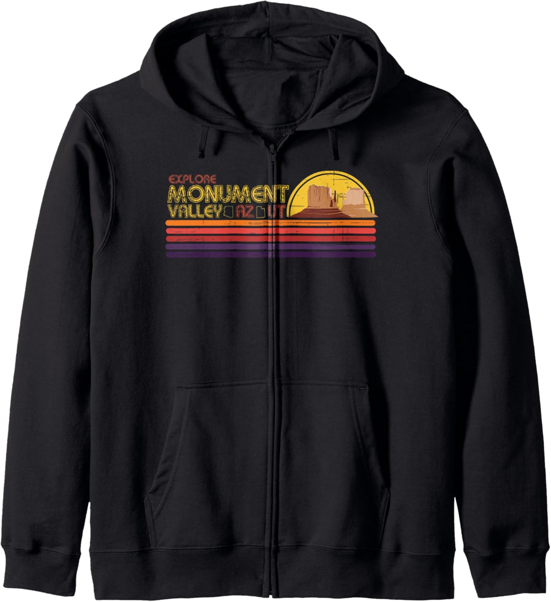 Explore Monument Valley T-Shirt AZ UT Vintage Stripes Tourist Kapuzenjacke
