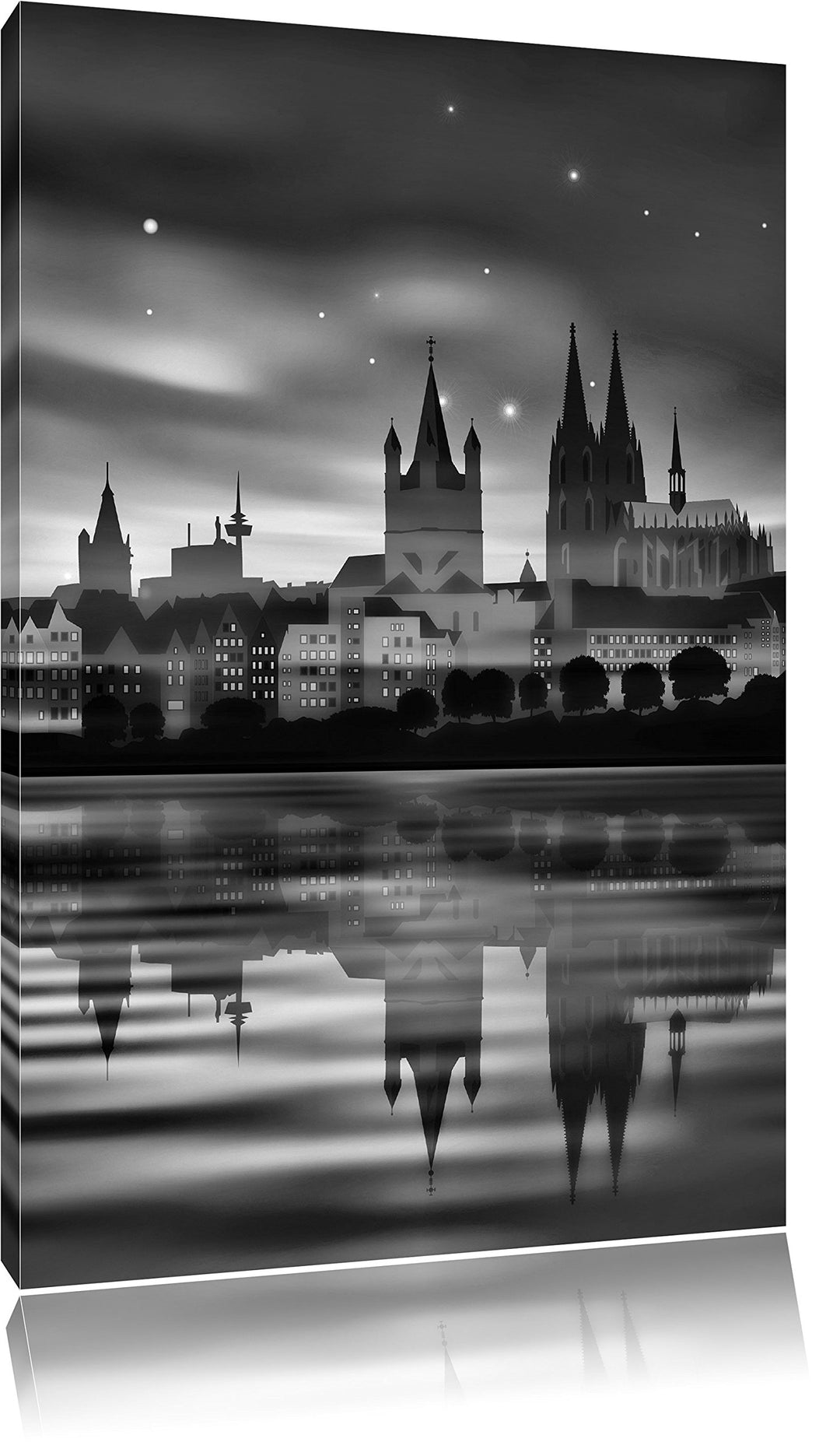 Pixxprint Polarlichter Skyline Köln als Leinwandbild/Grösse: 100x70 / Wandbild/Kunstdruck/fertig bes