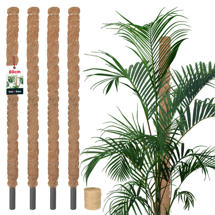 KOTARBAU® 4er Set Moosstab für Monstera Kokos Natural ⌀ 2,5 x 80cm Pflanzenstab Rankhilfe für Monste