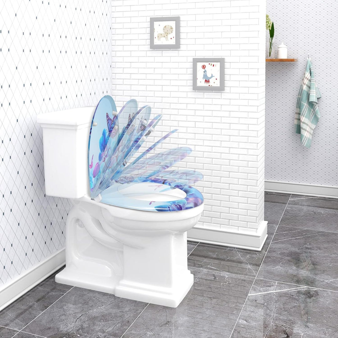 WOLTU WC Sitz mit Absenkautomatik,Toilettensitz Motiv, Toilettendeckel aus Duroplast, Stable Klodeck