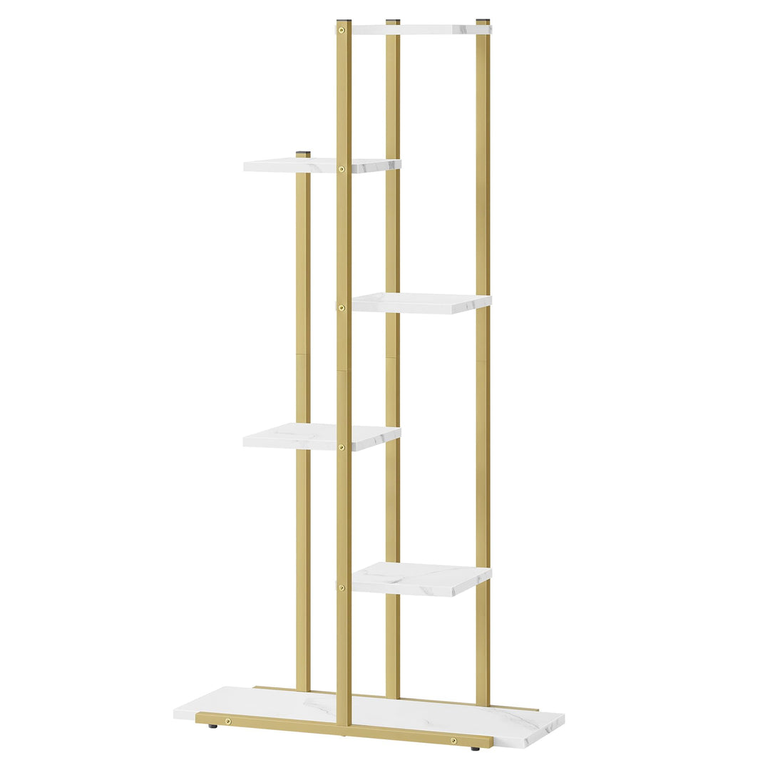 Home Collective Blumentopfregal mit 6 Ebenen in Marmor mit goldenen Beinen Ideal für Wohnzimmer Schl