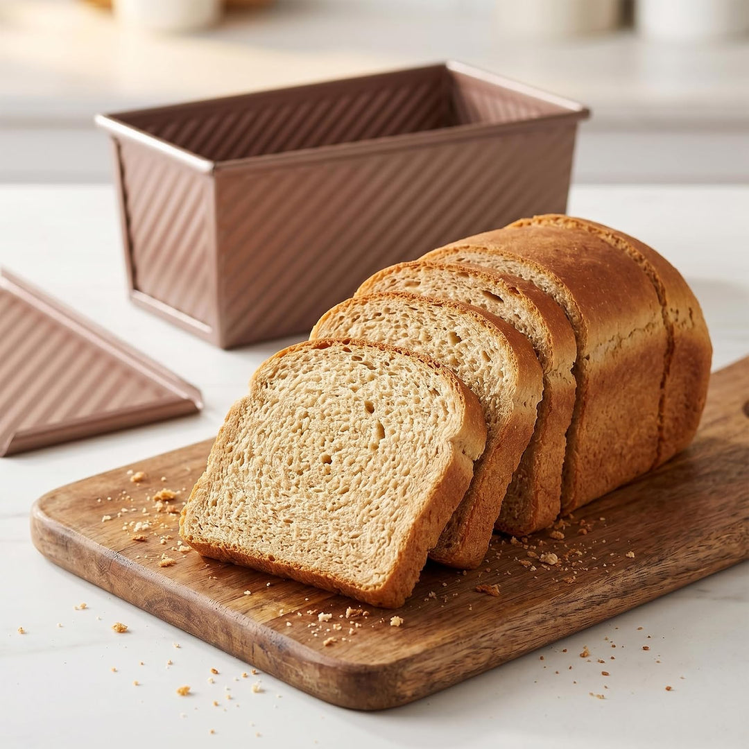 2 Stück Brotbackform Set mit Deckel, Rechteckige Antihaft Kastenform