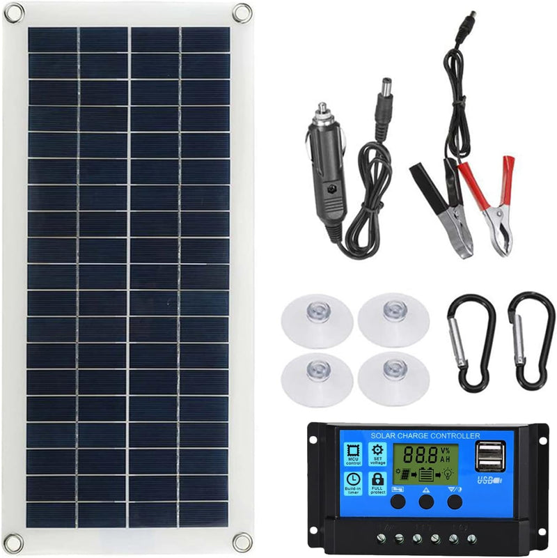 Aumotop Flexible Solarpanel Kit 300W 12V 24V Schaltbar, Komplettanlage Photovoltaik Panel mit Kabel