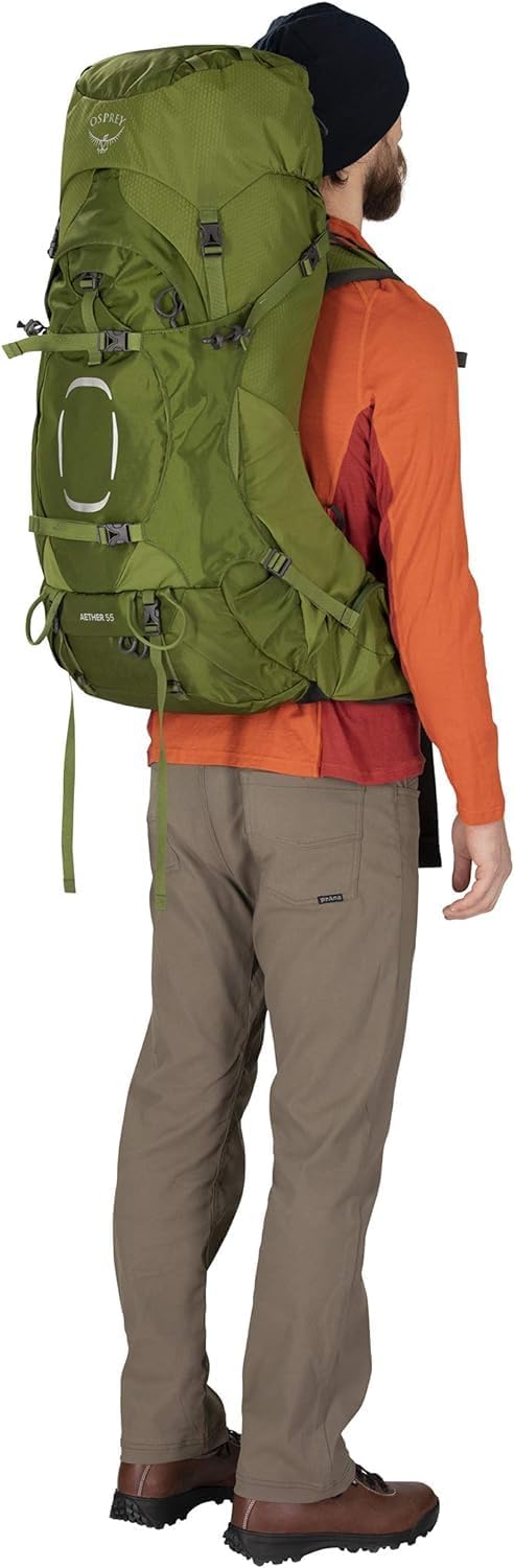 Osprey Aether 55 Trekkingrucksack für Männer Garlic Mustard Green L-XL, Garlic Mustard Green L-XL