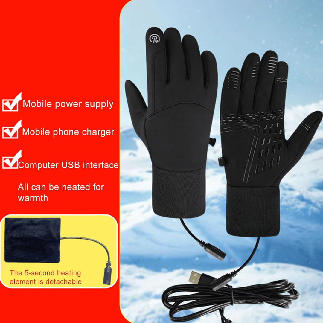 USB-Handschuhe Beheizbar, Touchscreen Winter Handwärmer mit Wärmefunktion, wasserdichte Handschuhe f