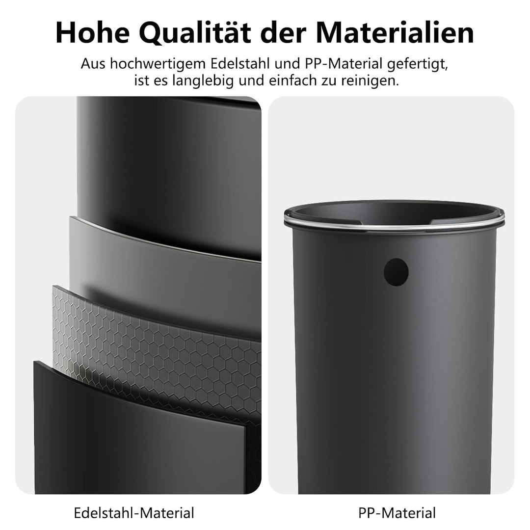 mVm Mülleimer Küche 20L, Mülleimer mit Deckel, Schwarz | Soft-Close, Herausnehmbarem Inneneimer, Fin