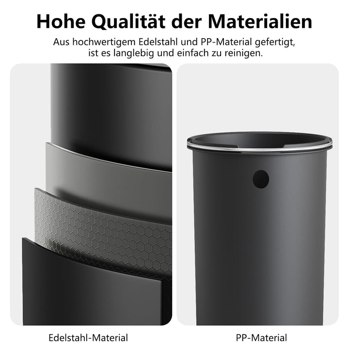 mVm Mülleimer Küche 20L, Mülleimer mit Deckel, Schwarz | Soft-Close, Herausnehmbarem Inneneimer, Fin