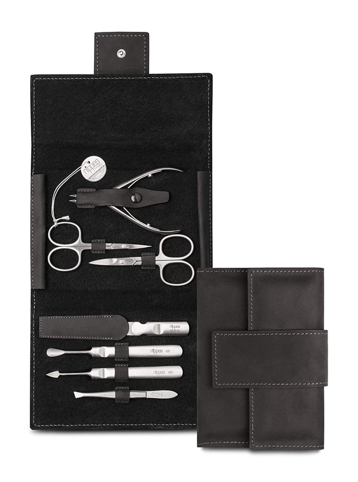 nippes Solingen Premium Line Maniküre Set Tabard, 7-teilig, Edelstahl rost- und nickelfrei, Rindlede