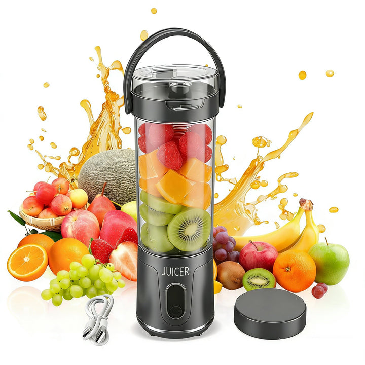 Tragbarer Mixer Smoothie Maker,650 ml Mini Mixer Smoothie To Go,USB-C Wiederaufladbar,12 Rostfreie K