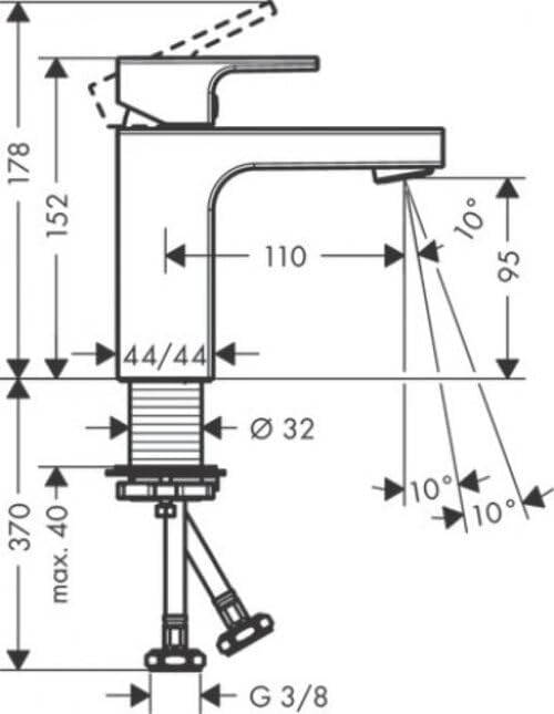 hansgrohe Vernis Shape - Waschtischarmatur ohne Ablauf, Wasserhahn Bad mit Auslauf Höhe 100 mm, Misc
