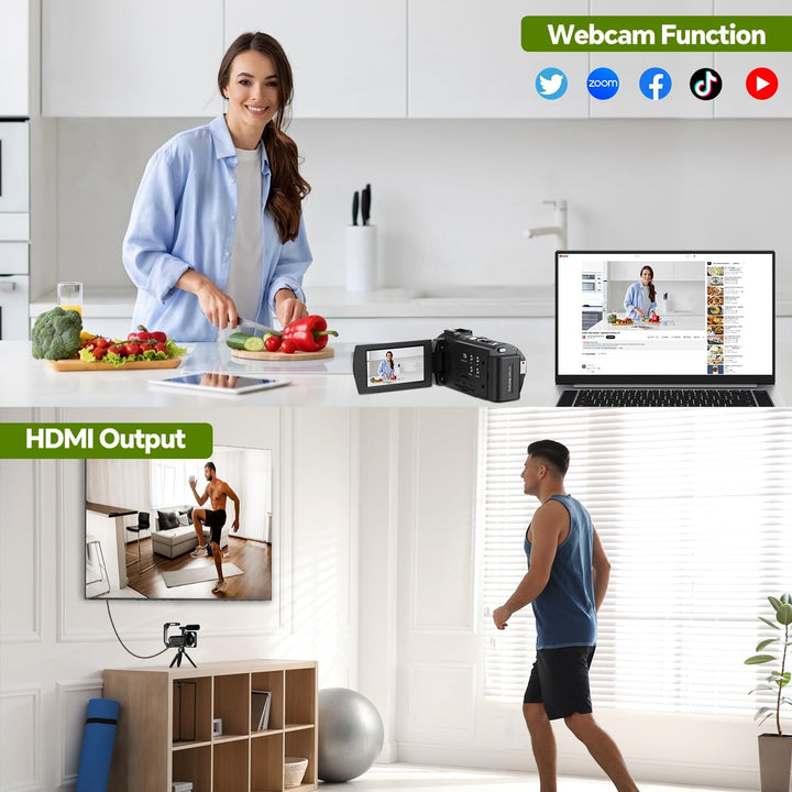 Videokamera Camcorder 5K 56MP Vlogging Kamera für YouTube, WiFi, IR Nachtsicht, 16X Digitalzoom, 270