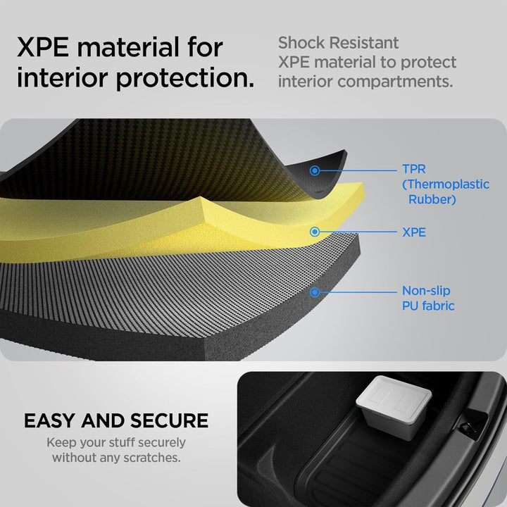 Spigen Tesla Model Y (~2024) Hintere Kofferraummatte für Aufbewahrung, Stossfestes XPE-Material zum