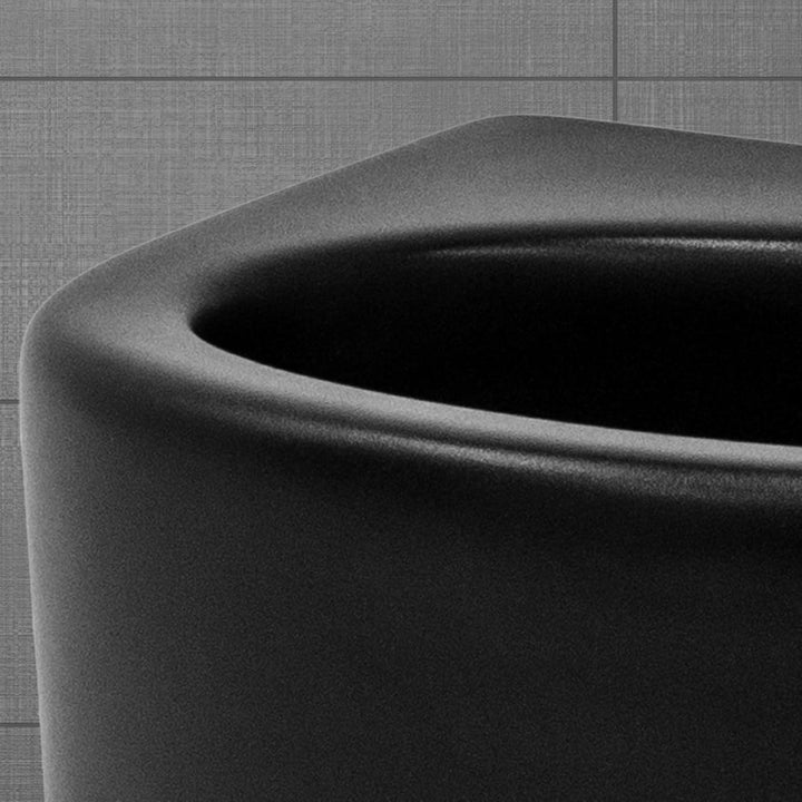 ML-Design Waschbecken Keramik Schwarz 33,5x25,5x13cm klein mit Ablaufgarnitur, Hahnloch rechts, Abge