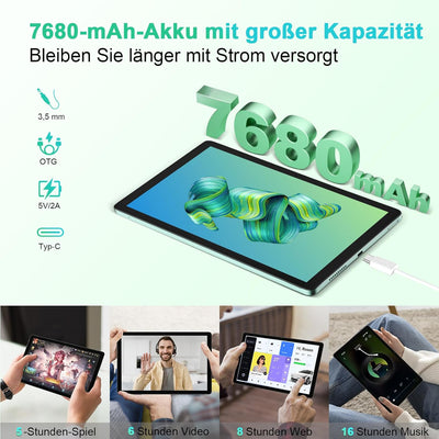 Blackview Gaming Tablet 10 Zoll, Tab80 Tablet Android 13,16GB RAM + 128GB ROM(1TB TF), Octa-core, 4G