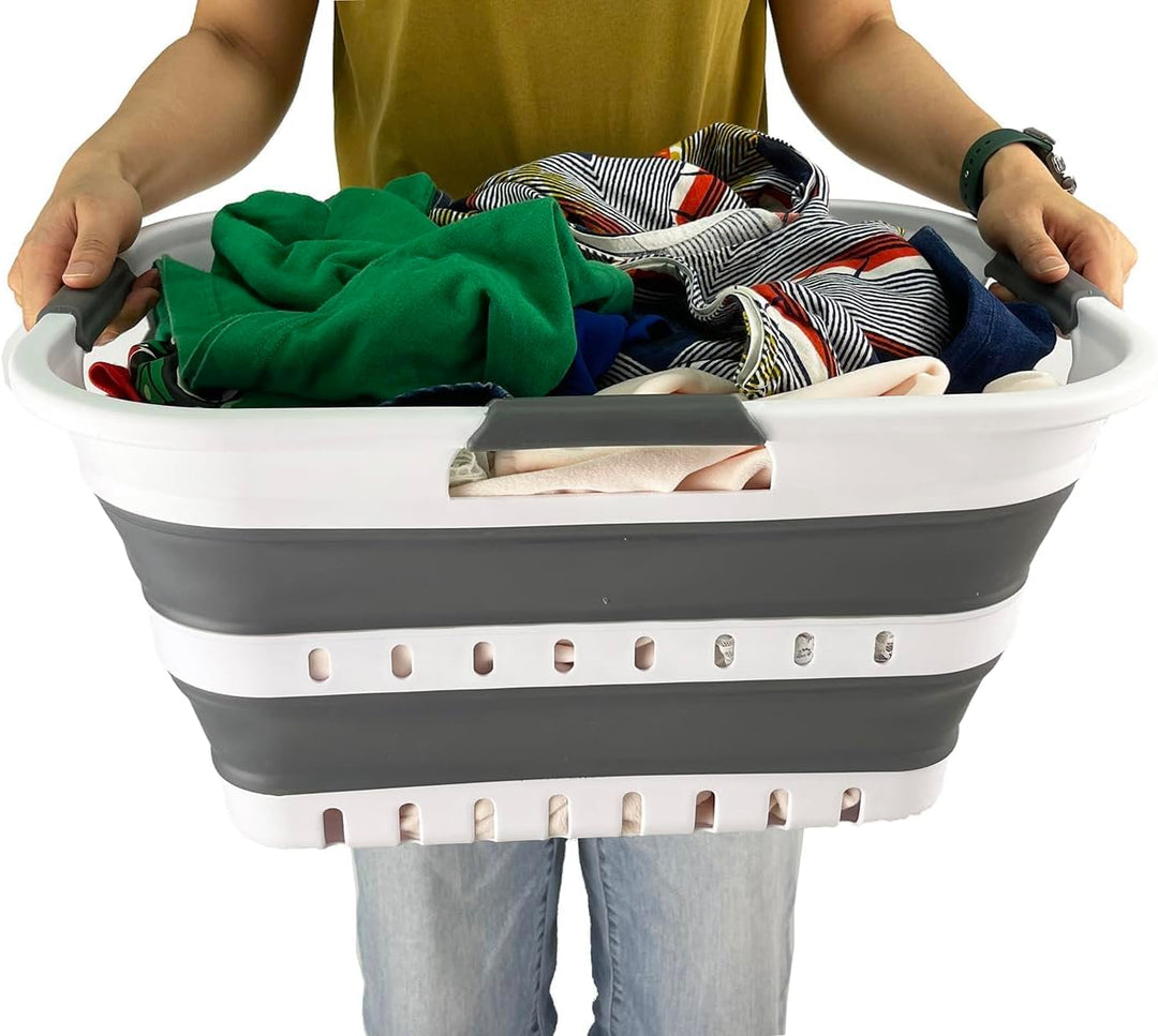 SAMMART Collapsible Plastic Laundry Basket - Foldable Pop Up Storage Container/Organizer - Portable