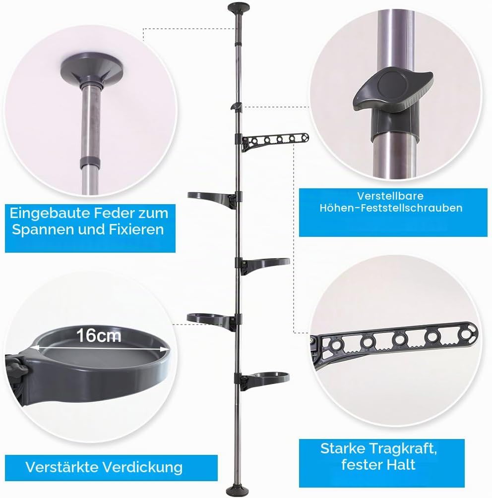 BAOYOUNI 5-Schicht Indoor Teleskop Pflanzenständer Blumentreppe Metall Blumen Display Rack Federbela