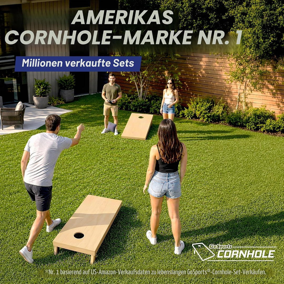 GoSports Premium-Cornhole-Sets aus Massivholz, wähle 1,2 x 0,6 m oder 91 x 61 cm, Spielbretter entha