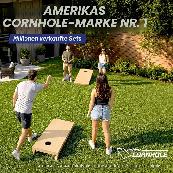 GoSports Premium-Cornhole-Sets aus Massivholz, wähle 1,2 x 0,6 m oder 91 x 61 cm, Spielbretter entha