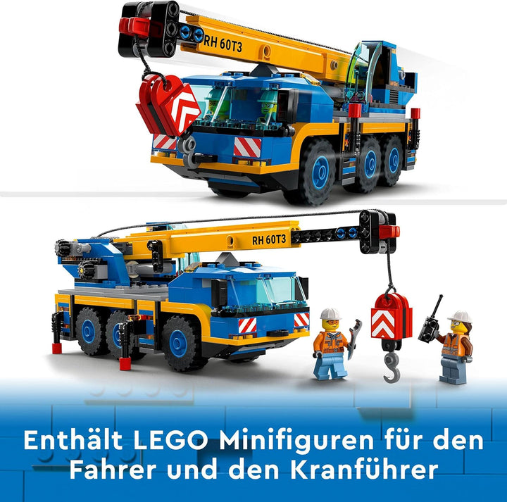LEGO 60324 City Geländekran, Kran- und LKW-Spielzeug mit Haken, baubares Fahrzeug-Spielzeug für Jung