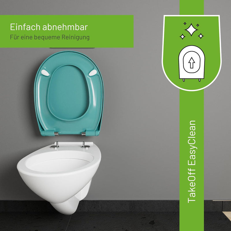 LUVETT® WC-Sitz mit Absenkautomatik C100 oval universell, Toilettendeckel mit 3 Edelstahl Montagelös