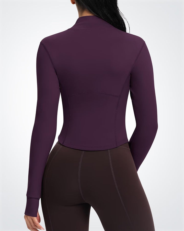 QUEENIEKE Kurze Damen Sportjacke – Leichtes atmungsaktives Yoga-Oberteil mit Daumenlöchern für Fitne