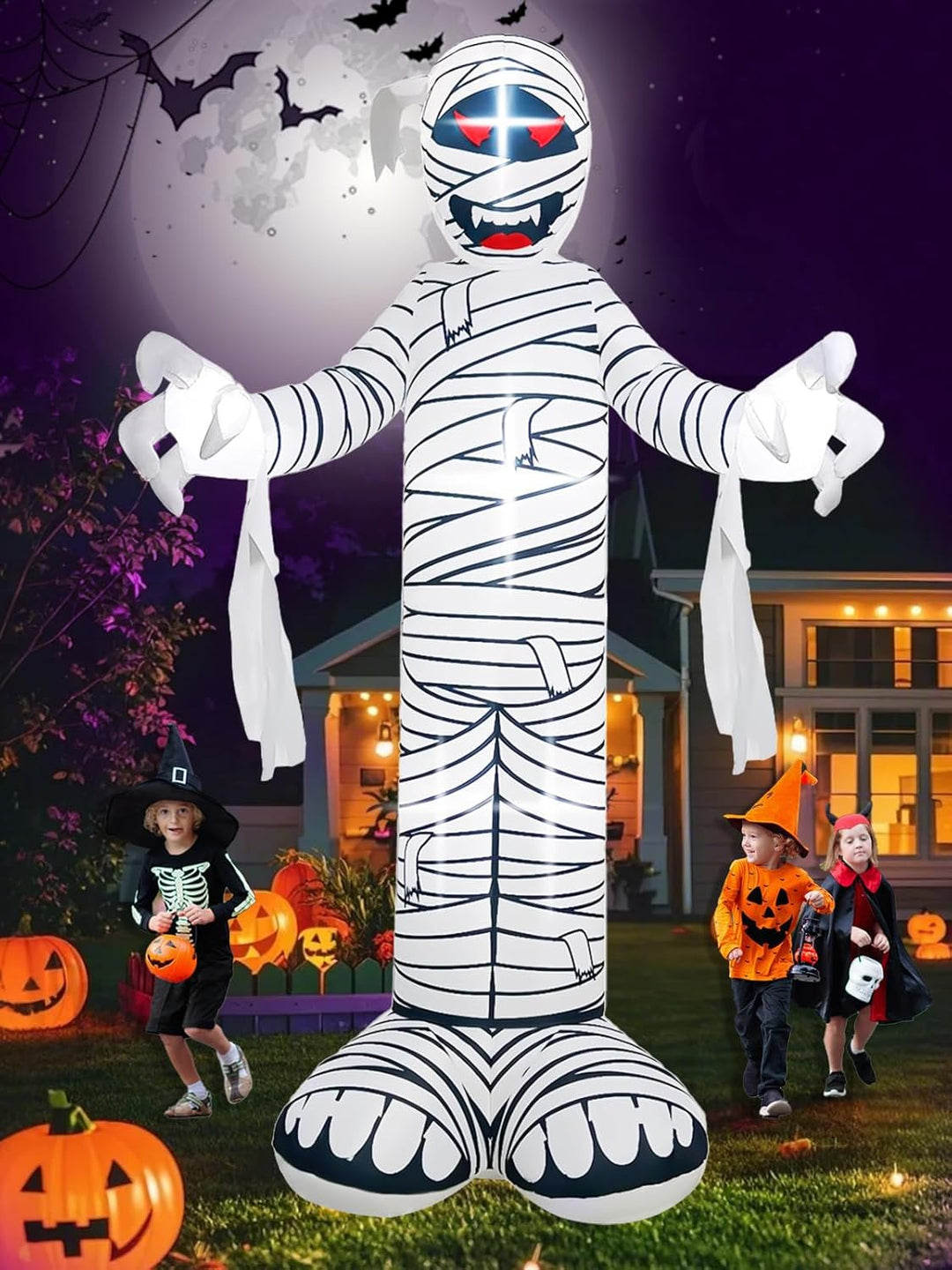 Kalolary 12 FT Halloween Aufblasbare Mumie für den Aussenbereich Aufblasbare beleuchtete Gartendekor