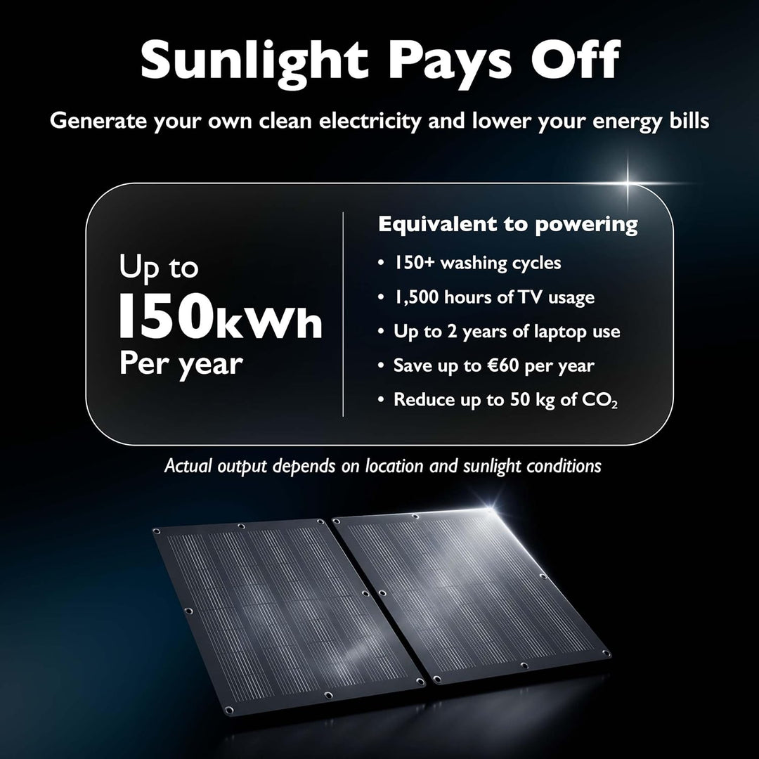 Solarpanel Set 110W, Semi-Flexibel & Leicht Balkonkraftwerk, Smart Monitoring per App, für Balkon &