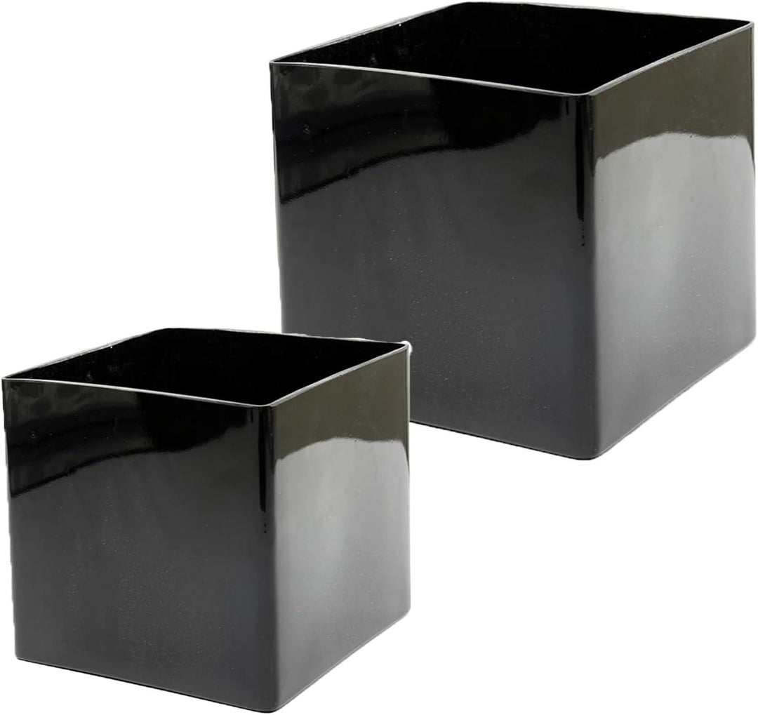 WGV Schwarze Glasvase, Kerzenhalter, 12,7 x 12,7 x 12,7 cm, blumiger Akzent, Heimbüro-Dekor, 1 Stück