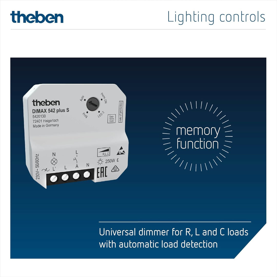 Theben 5420130 DIMAX 542 plus S I Unterputz I Universaldimmer I mit automatischer Lasterkennung I Di