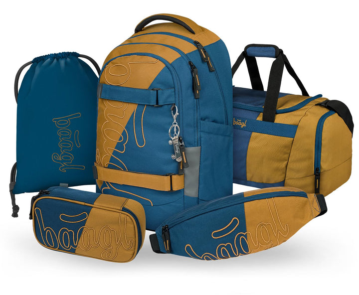 Baagl Schulrucksack Set Jungen Mädchen Teenager 5 Teilig, (Skateboard Rucksack Skate MAX, Mäppchen,